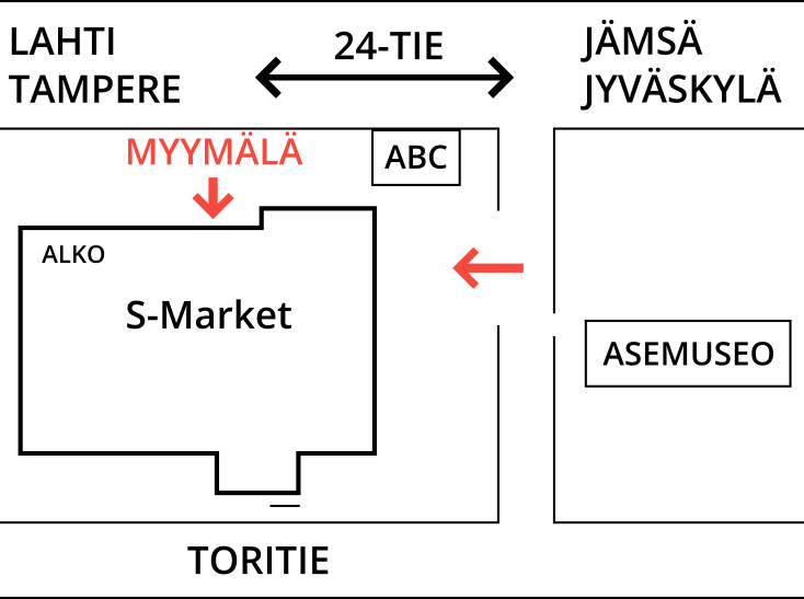 Opastekartta myymälään
